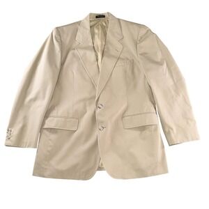 The Coop Blazer Mens 43 Beige Cotton Blend Two Button Sport Coat Harvard Preppy